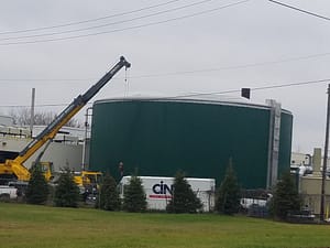 Crews work to shut down the Lowell biodigester in this photo taken on November 28.