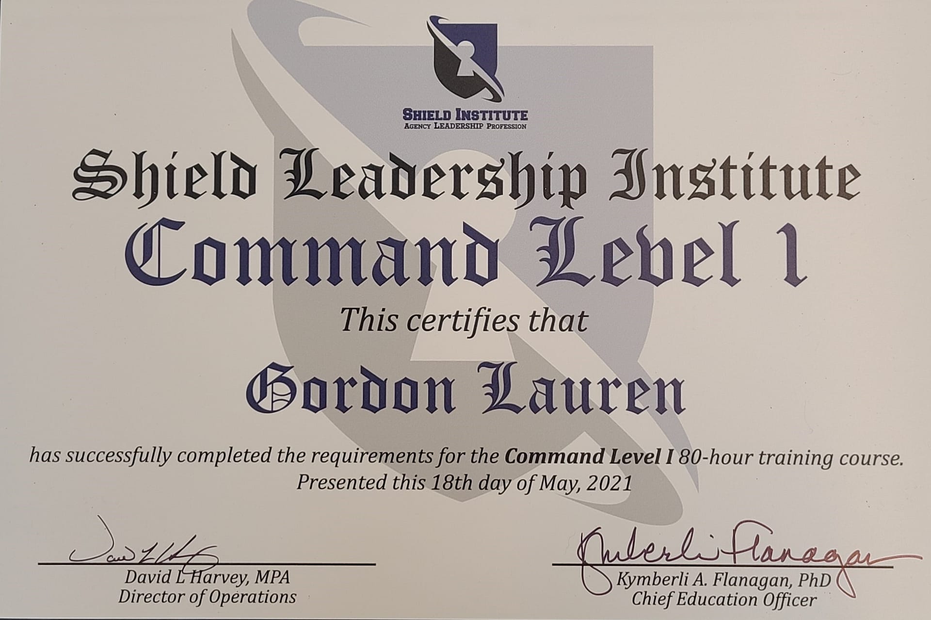 Press Release: Det. Gordy Lauren Completes Shield Institute Course ...